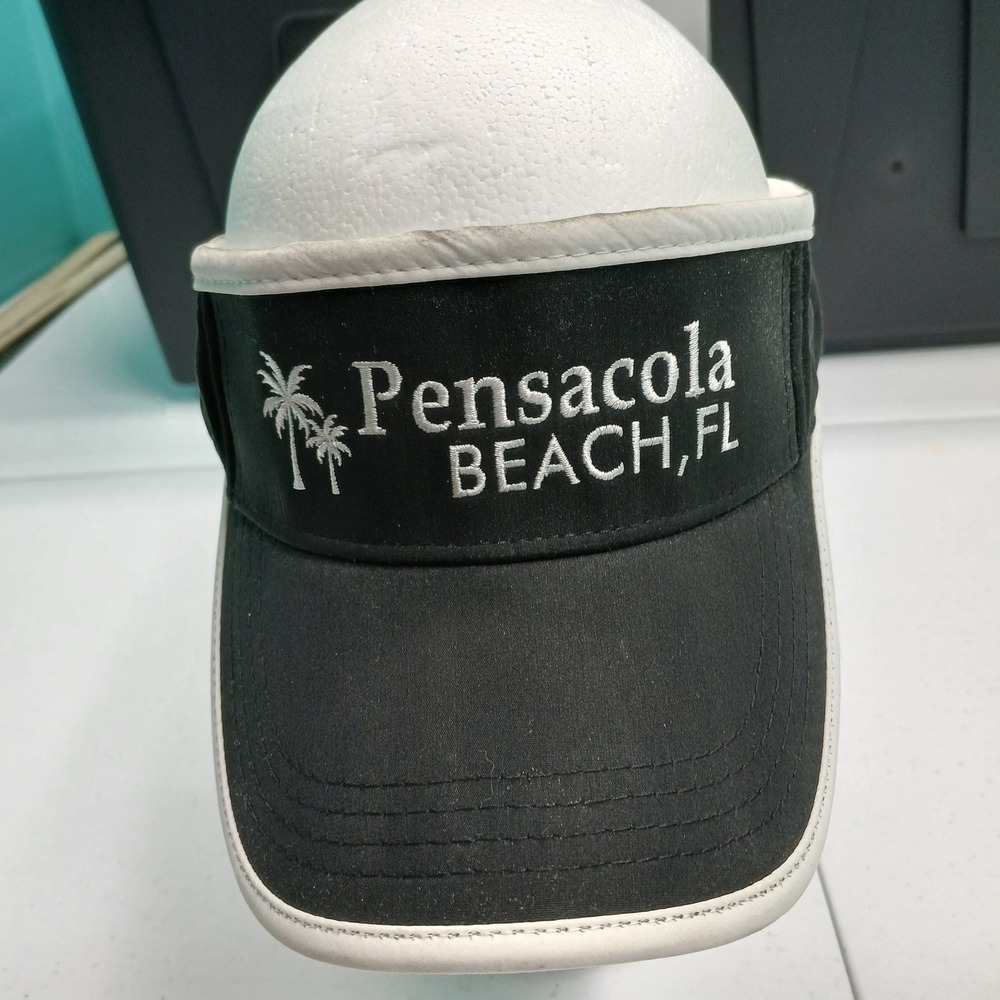 Pensacola Beach Visor OS Black White Florida Souvenir Coastal Summer